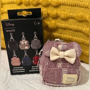 Disney Loungefly Mystery Box Pink Tweed Mini Backpack Keychain